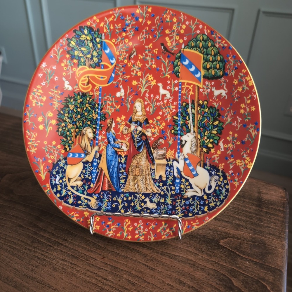 Vintage 1981 Haviland Limoges La Dame a la Licorne Unicorn Plate Box Insert No 5